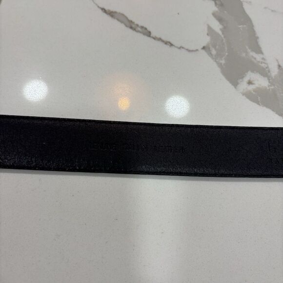 Lauren Ralph Lauren Belt Size 34 Black Solid Brass Buckle Italian Leather - Picture 5 of 9